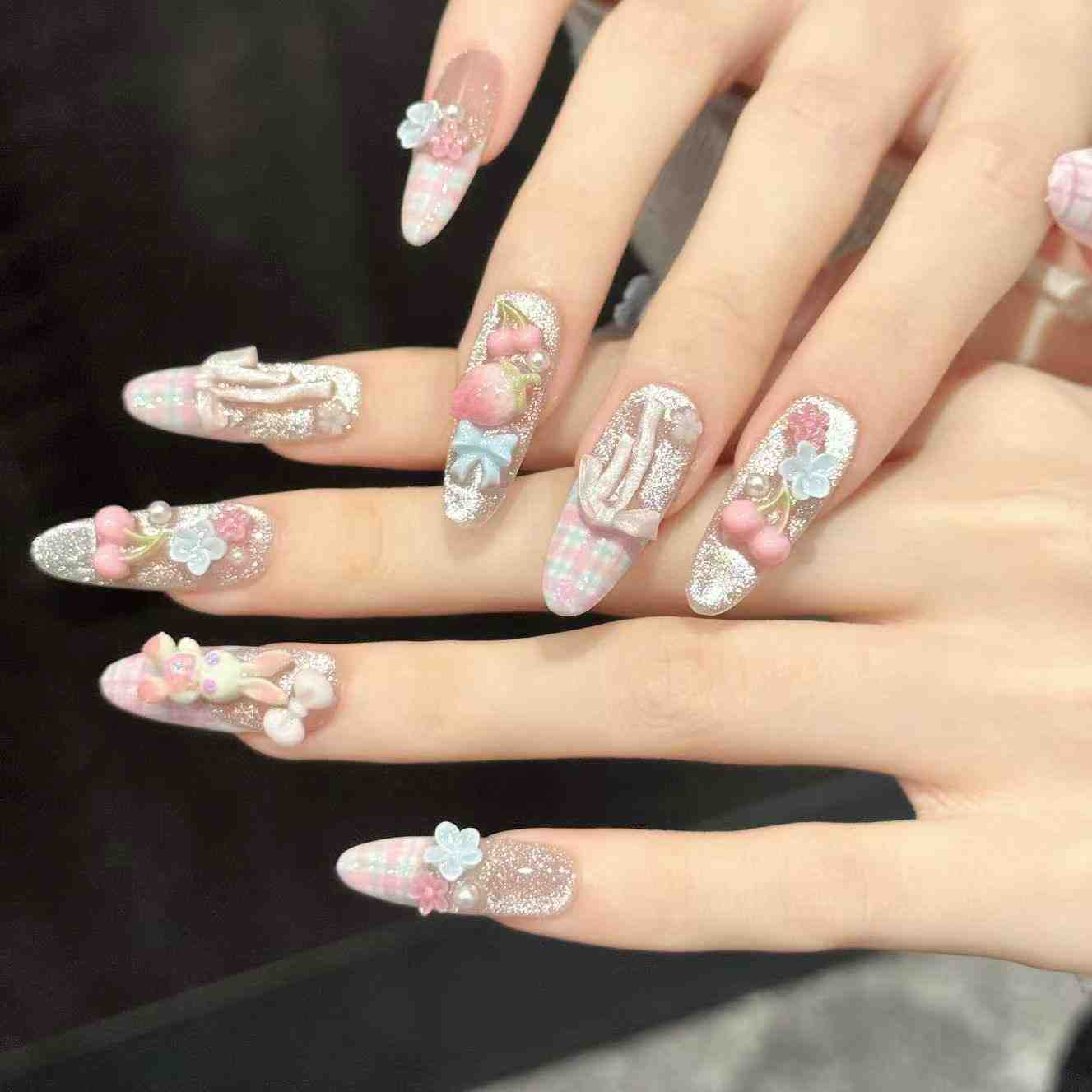 10PCS Oval Handmade Press On N - Pressed Flower Art 评论和价格
