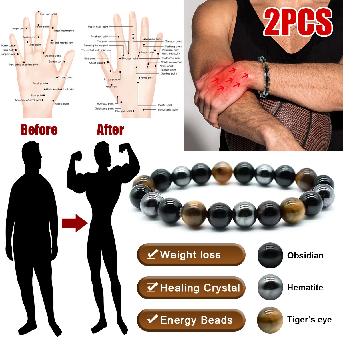 2PCS/Set Triple Protection Bra - Coordinates Bracelet 评论和价格