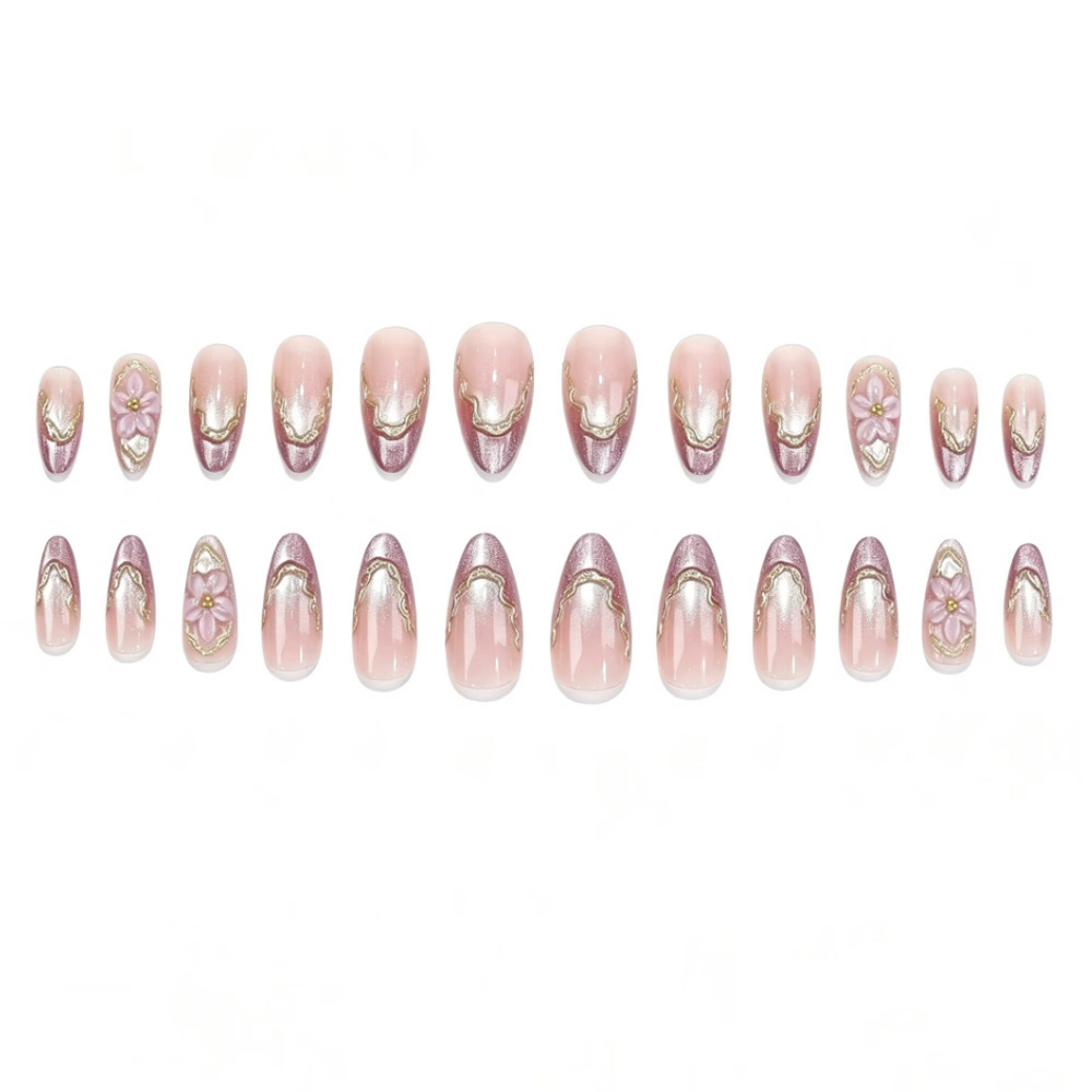 3D Flowers Fake Nails with Glo - Pressed Flower Art 评论和价格