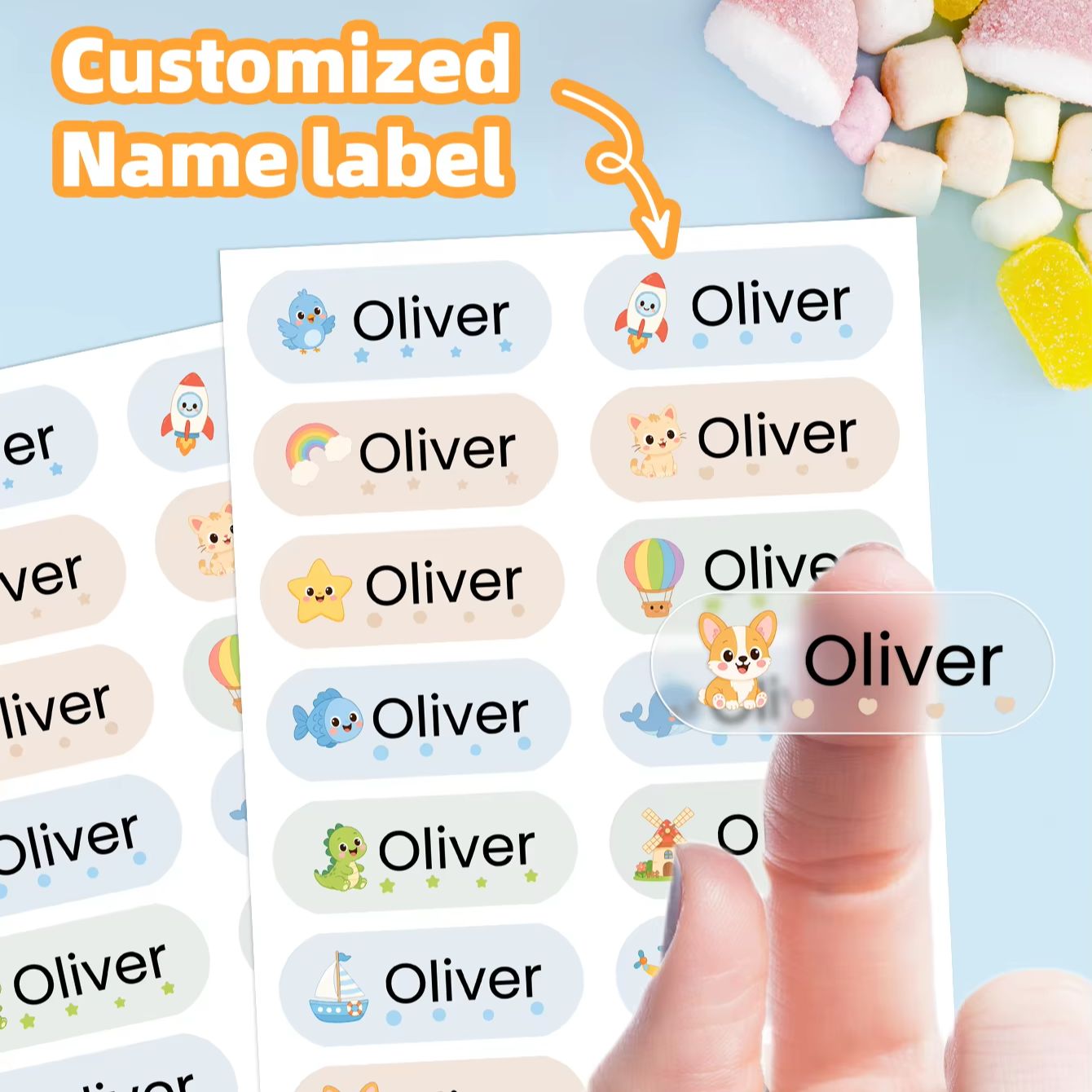 1-400PCS Custom Cartoon Name S - Personalised Candle Label 评论和价格