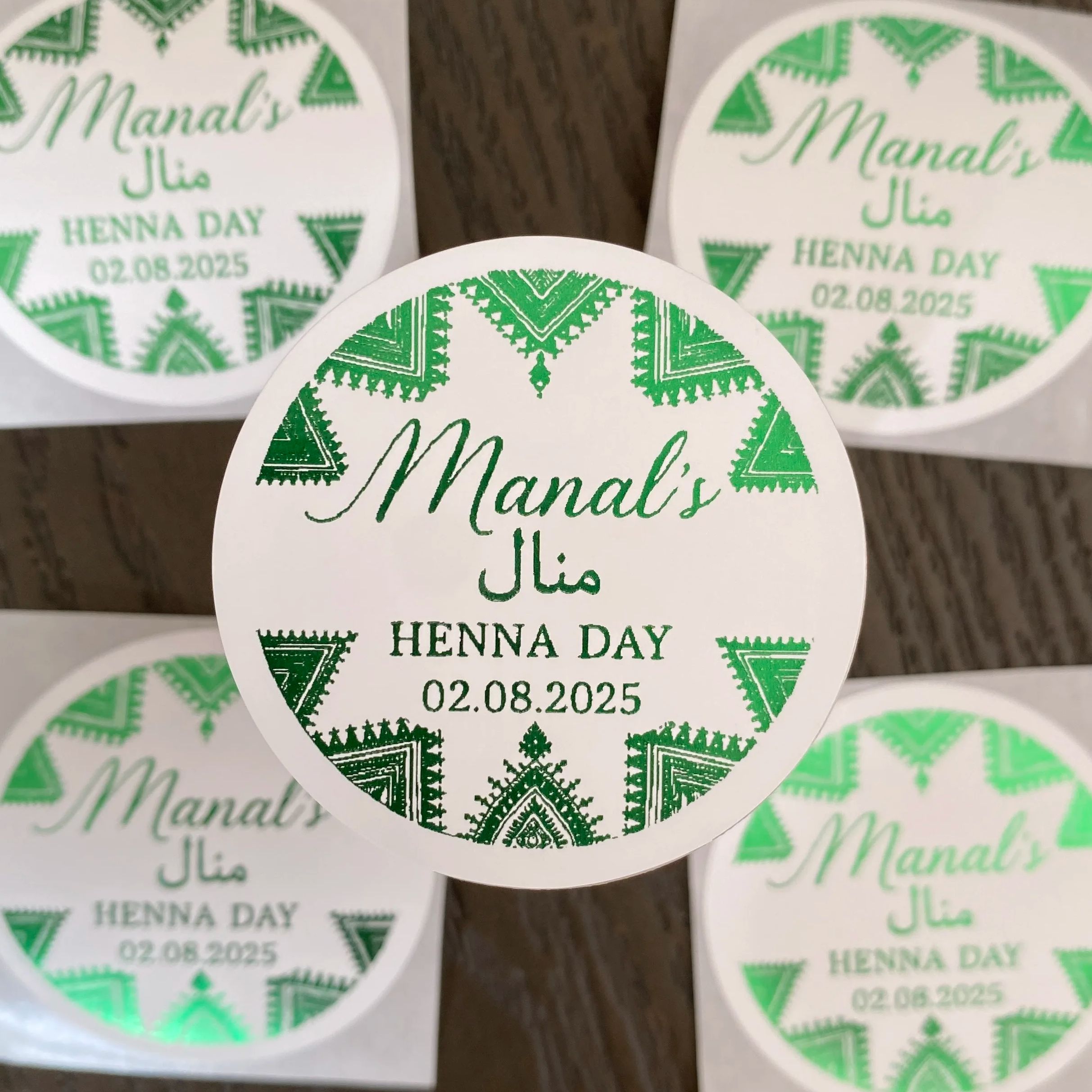 Green Mehndi Decorations Cotto - Personalised Candle Label 评论和价格