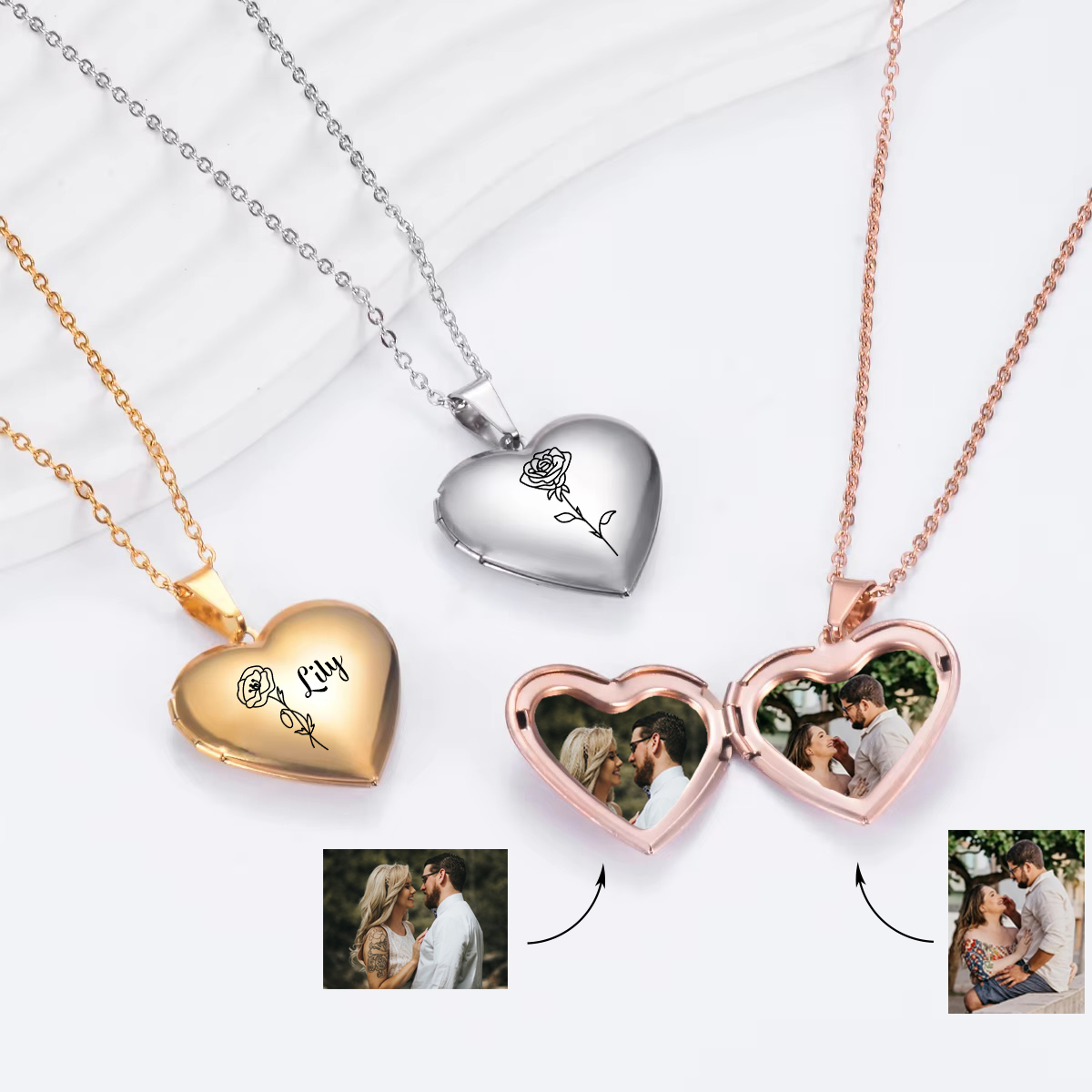 Custom Personalized Heart Birt - Birth Flower Necklace 评论和价格