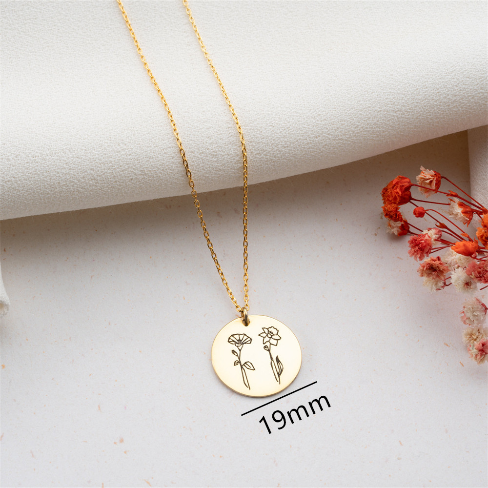 Family Birth flower Necklace C - Birth Flower Necklace 评论和价格