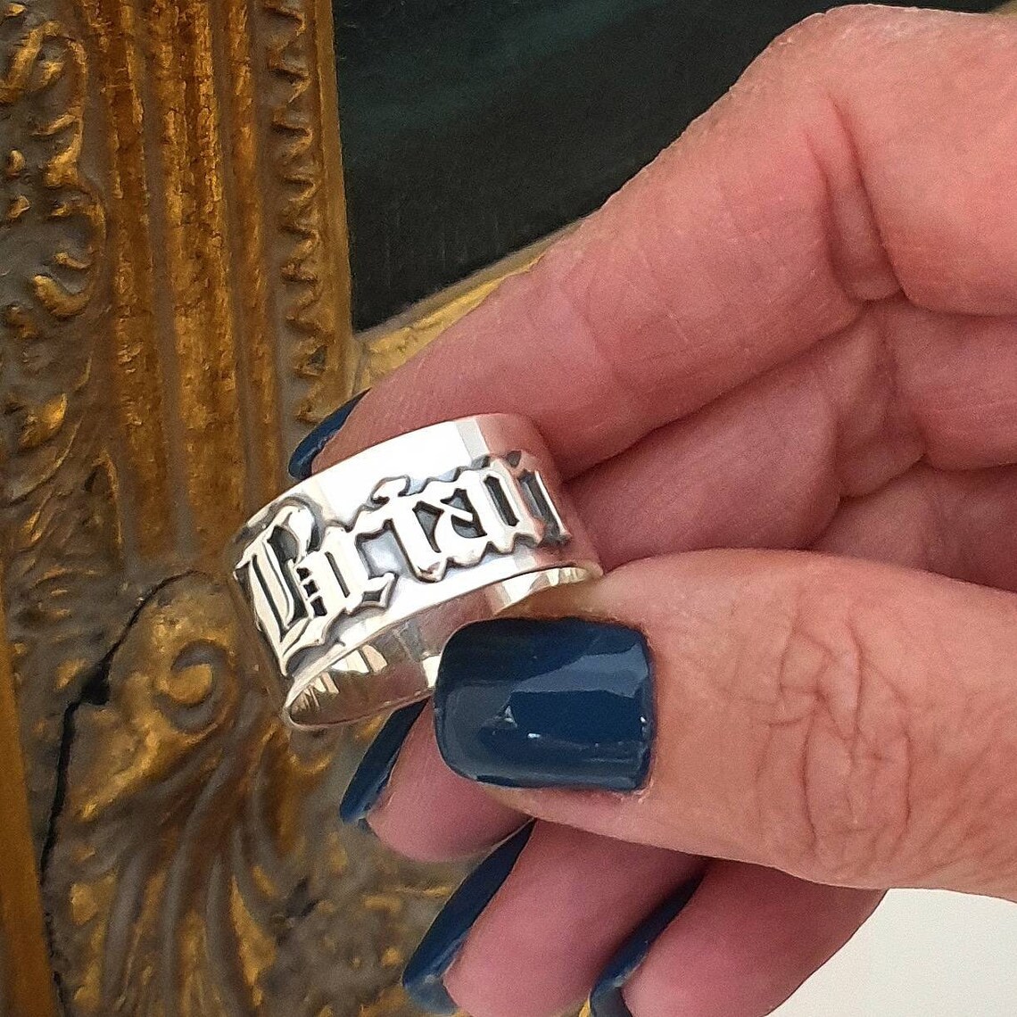 12MM Men' Gothic Rings Persona - Initial Ring Custom 评论和价格